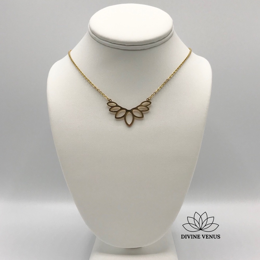 Lotus Necklace Gold Plated Stainless Steel - Picture 7 of 9